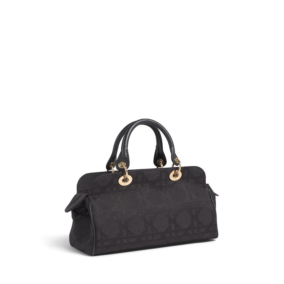 CHRISTIAN DIOR: BLACK MACROS CANNAGE CANVAS GRANVILLE BAG 2008 | John Galliano - 4
