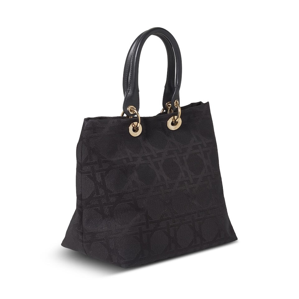 CHRISTIAN DIOR: BLACK LUREX NYLON SOFT LADY DIOR TOTE 2007 | John Galliano - 2