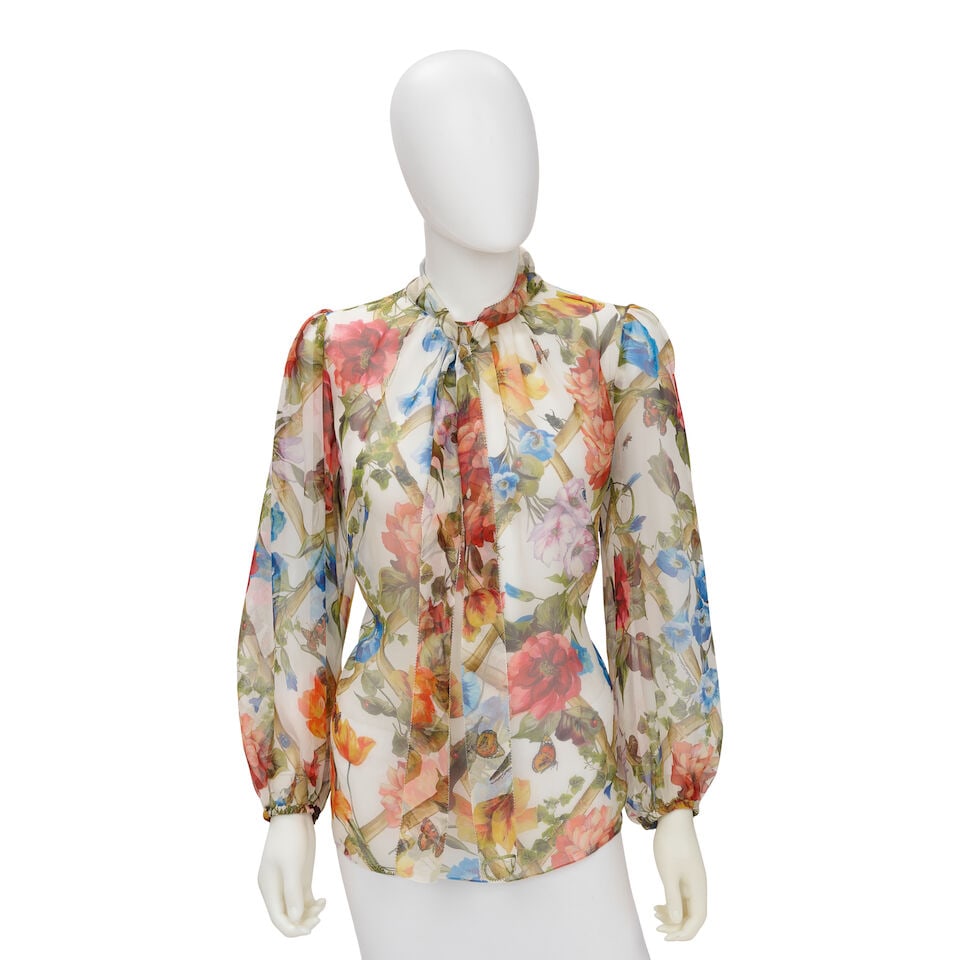 DOLCE AND GABBANA: FLORAL CHIFFON BLOUSE (1 of 2)