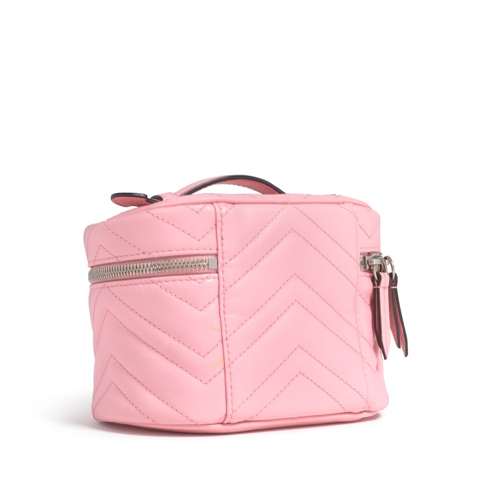 GUCCI: PINK MARMONT MINI COSMETIC VANITY CASE - 2