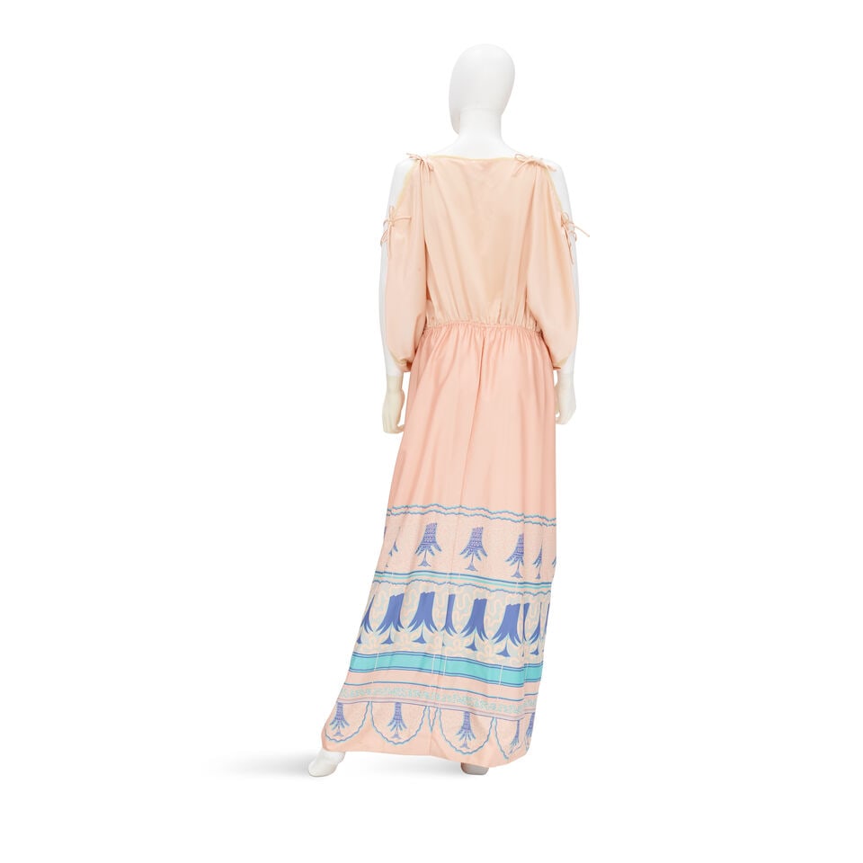 ZANDRA RHODES: PINK SILK FIELDS OF LILLIES DRESS 1973 - 2