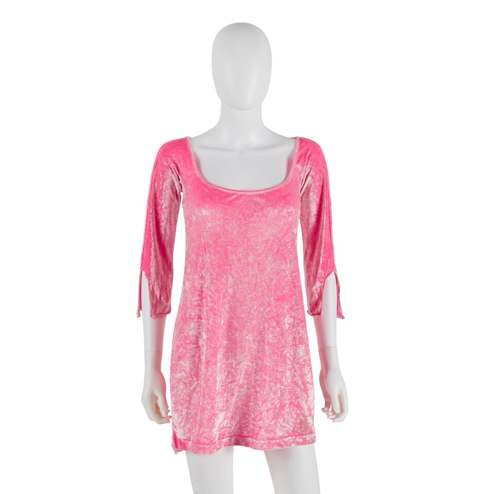 STEPHEN SPROUSE: PINK VELVET MINI DRESS Fall 1999 (1 of 3)