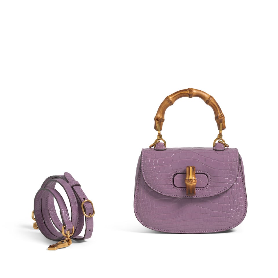 GUCCI: LILAC CROCODILE BAMBOO 1947 Fall 2021 - 3
