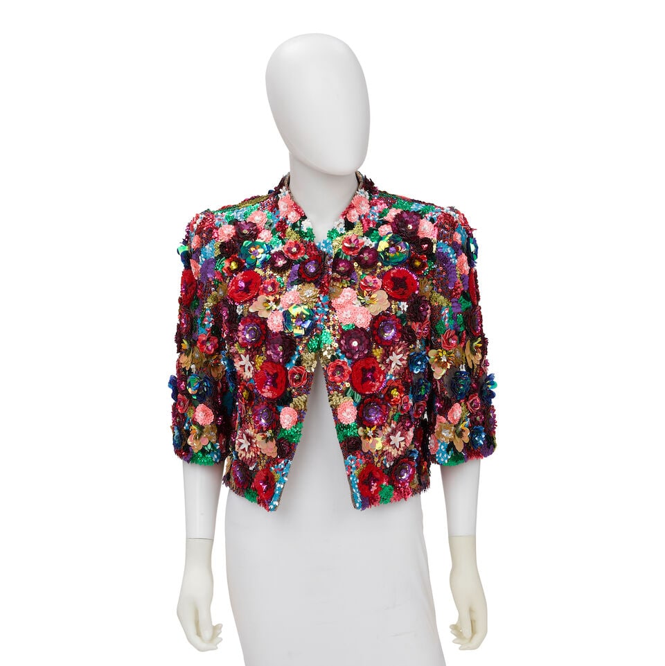 DOLCE AND GABBANA: FLORAL EMBELLISHED CROP JACKET (1 of 2)