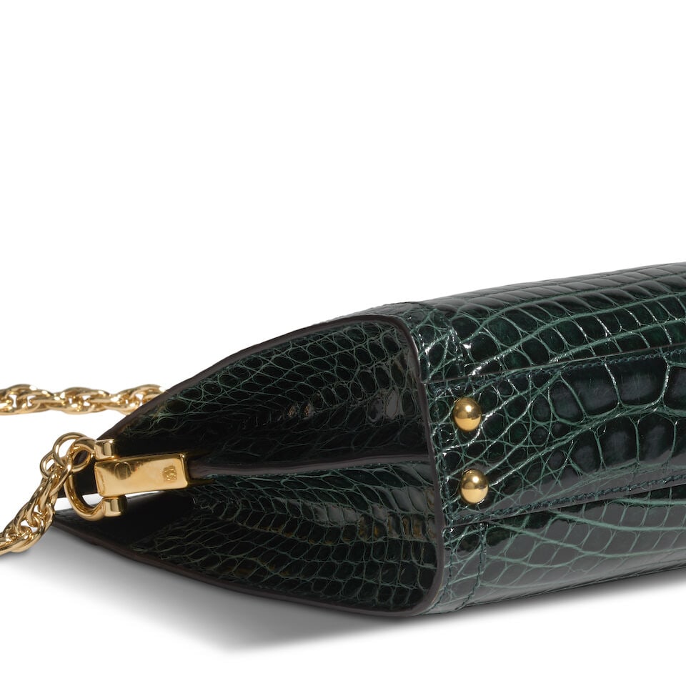 GUCCI: GREEN CROCODILE SMALL OPHIDIA CHAIN SHOULDER BAG 2018-2019 - 2