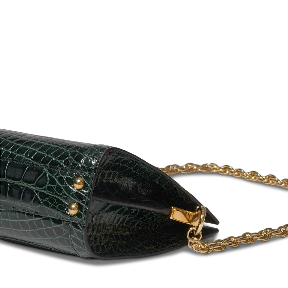 GUCCI: GREEN CROCODILE SMALL OPHIDIA CHAIN SHOULDER BAG 2018-2019 - 3