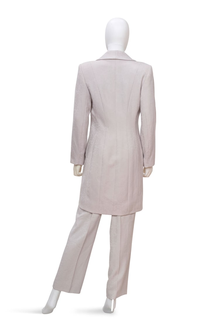 CHRISTIAN DIOR: SLATE BLUE JACQUARD SUIT ENSEMBLE Fall 1998 | John Galliano - 2