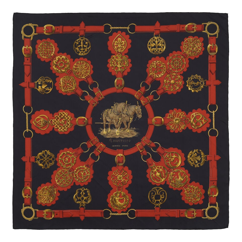 HERMÈS: CUIVRERIES SILK SCARF 90cm: HERMÈS: CUIVRERIES SILK SCARF 90cm • Printed Silk • Rolled and Hand-Stitched Edges For further information on this lot please visit Bonhams.com For further information about this lot