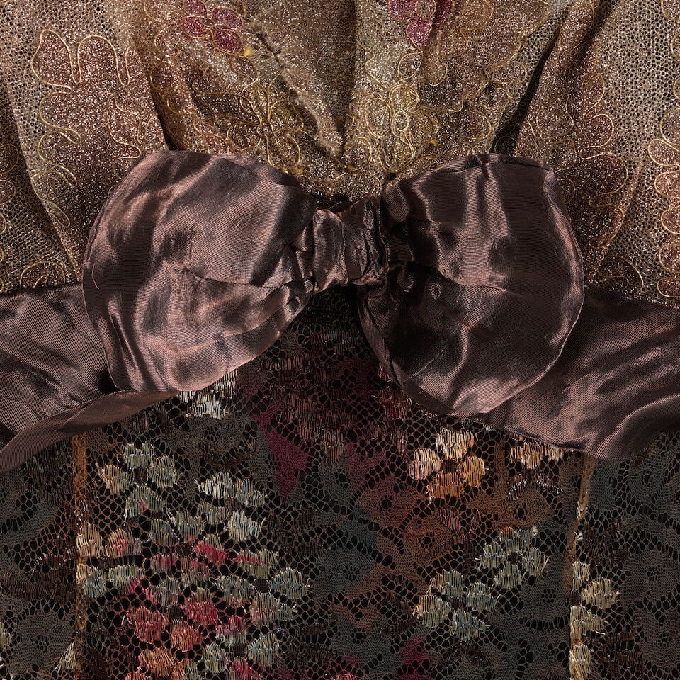 CHRISTIAN LACROIX: GOLD AND MULTICOLOR LACE EVENING GOWN Fall 1995 - 2