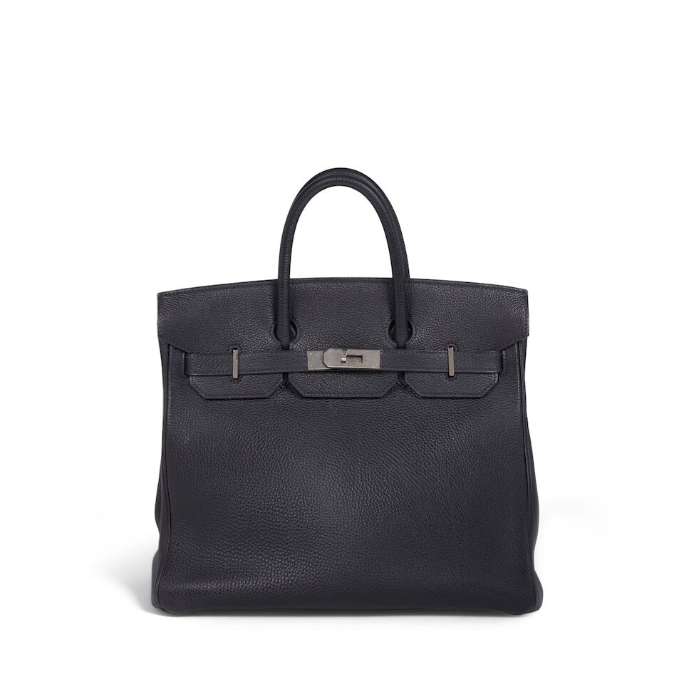 HERMÈS: NOIR TOGO BIRKIN 30 2000: HERMÈS: NOIR TOGO BIRKIN 30 2000 • Noir Togo Leather Exterior • Palladium Hardware and Protective Feet at Base • Dual Rolled Handles • Chevre Lining • Open Interior 