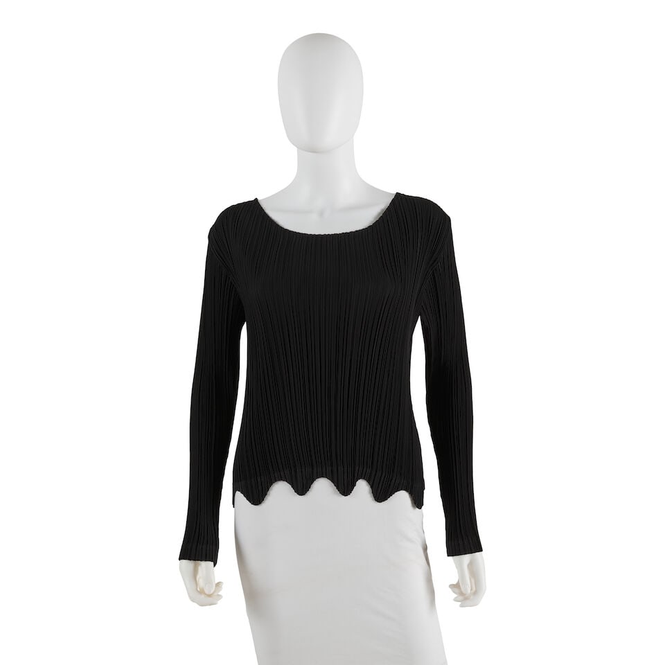 ISSEY MIYAKE FETE: PLEATED SCALLOPED HEM BLOUSE (1 of 3)