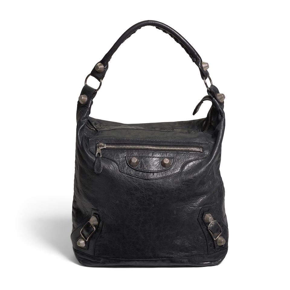 BALENCIAGA: BLACK LEATHER MOTOCROSS DAY BAG 2001-2003 (1 of 2)