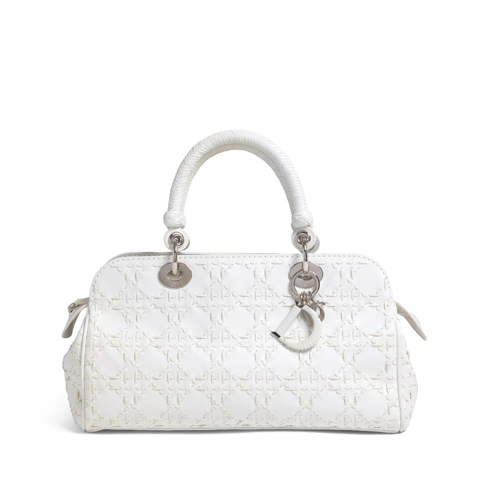 CHRISTIAN DIOR: WHITE LEATHER EAST WEST SOFT STITCH 2007 | John Galliano (1 of 4)