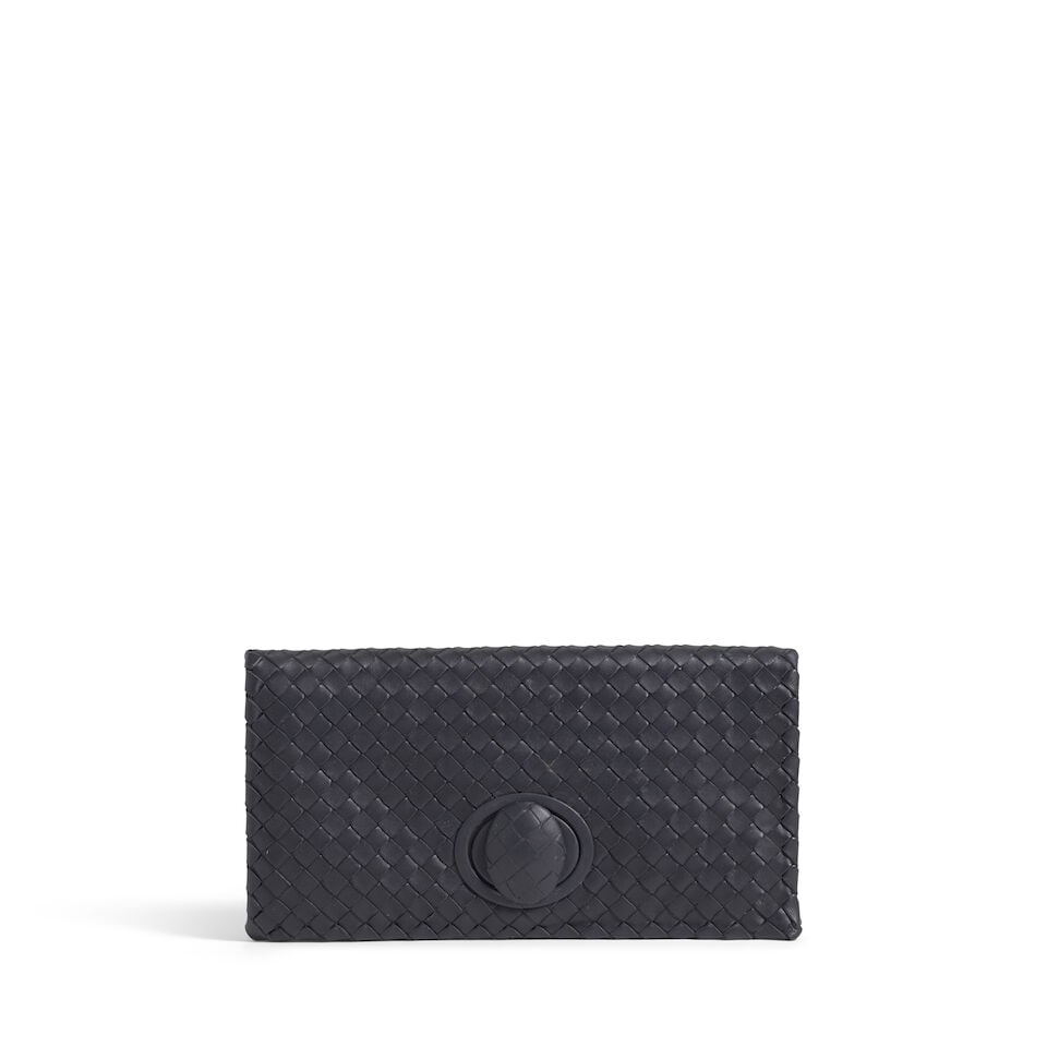 BOTTEGA VENETA: BLACK INTRECCIATO NAPPA TURN LOCK CLUTCH 2010-2012 (1 of 2)