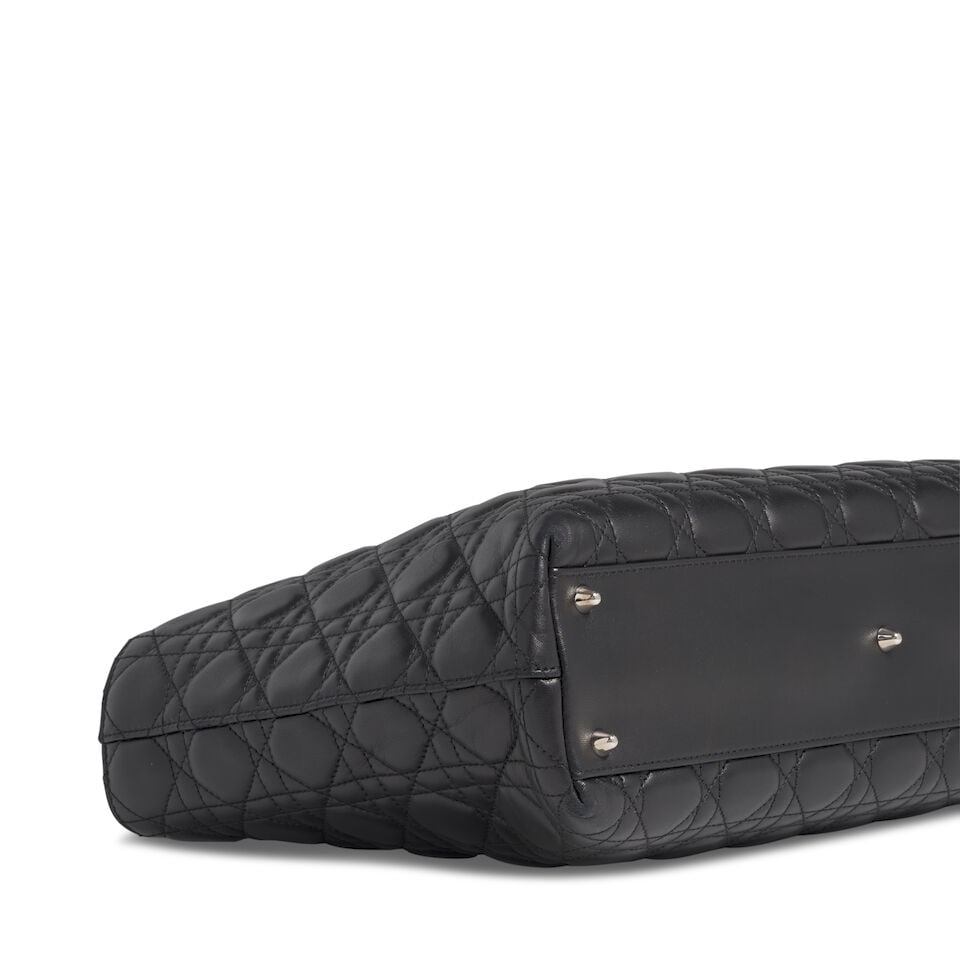 CHRISTIAN DIOR: BLACK CANNAGE LEATHER LADY DIOR TOTE 2005 | John Galliano - 2