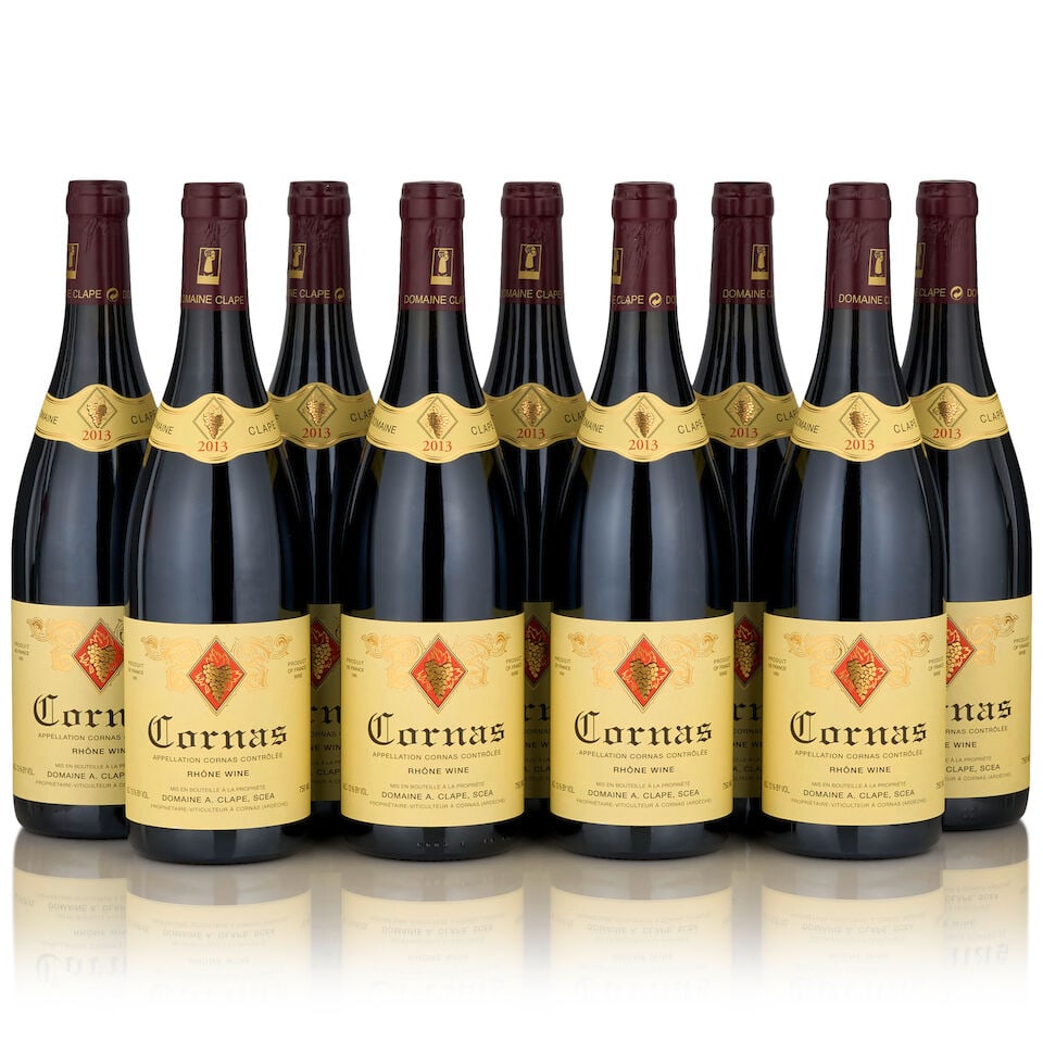 Auguste Clape, Cornas, 2013 (9 bottles, 750ml): Auguste Clape, Cornas, 2013 (9 bottles, 750ml) Region: Northern Rhône Footnotes: Rhone This lot is subject to the following lot symbols: • • Zero rated for tax, no tax will be added