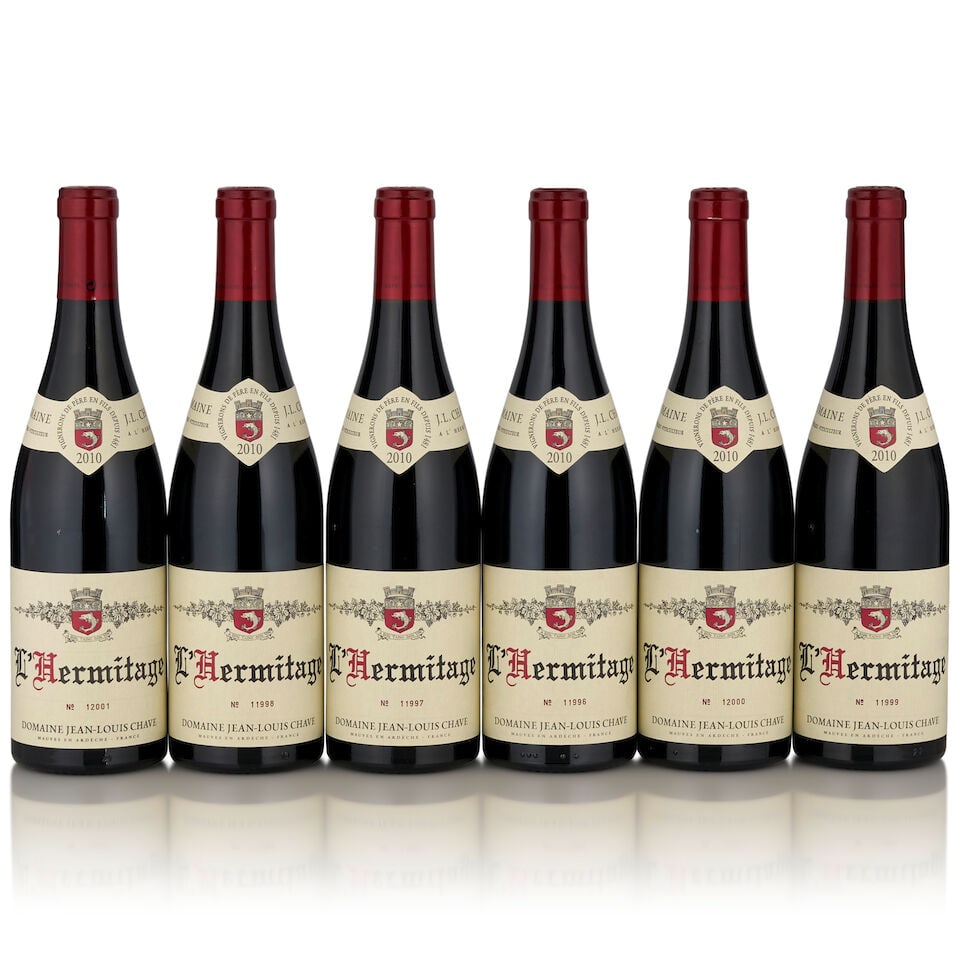 J.L. Chave, L'Hermitage, 2010 (6 bottles, 750ml): J.L. Chave, L'Hermitage, 2010 (6 bottles, 750ml) Region: Northern Rhône Capsule: two lightly nicked Footnotes: Rhone This lot is subject to the following lot symbols: • • Zero rated