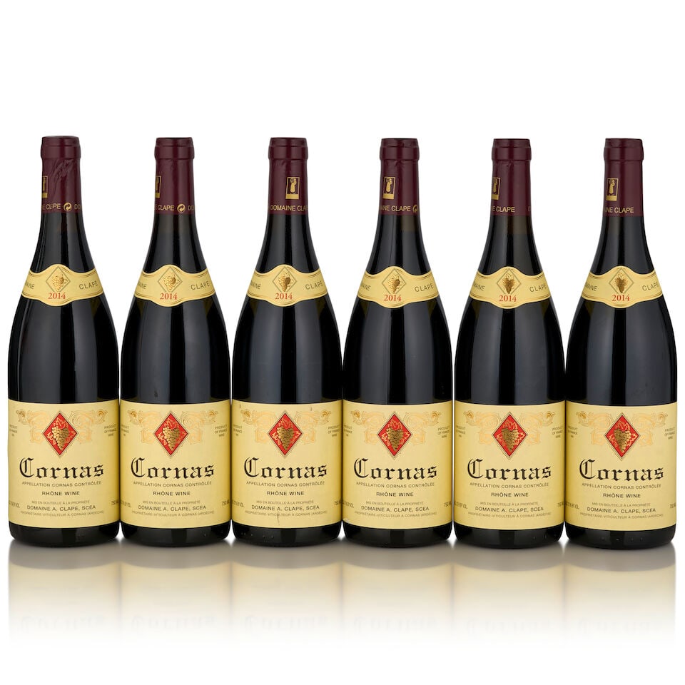 Auguste Clape, Cornas, 2014 (6 bottles, 750ml): Auguste Clape, Cornas, 2014 (6 bottles, 750ml) Region: Northern Rhône Footnotes: Rhone This lot is subject to the following lot symbols: • • Zero rated for tax, no tax will be added