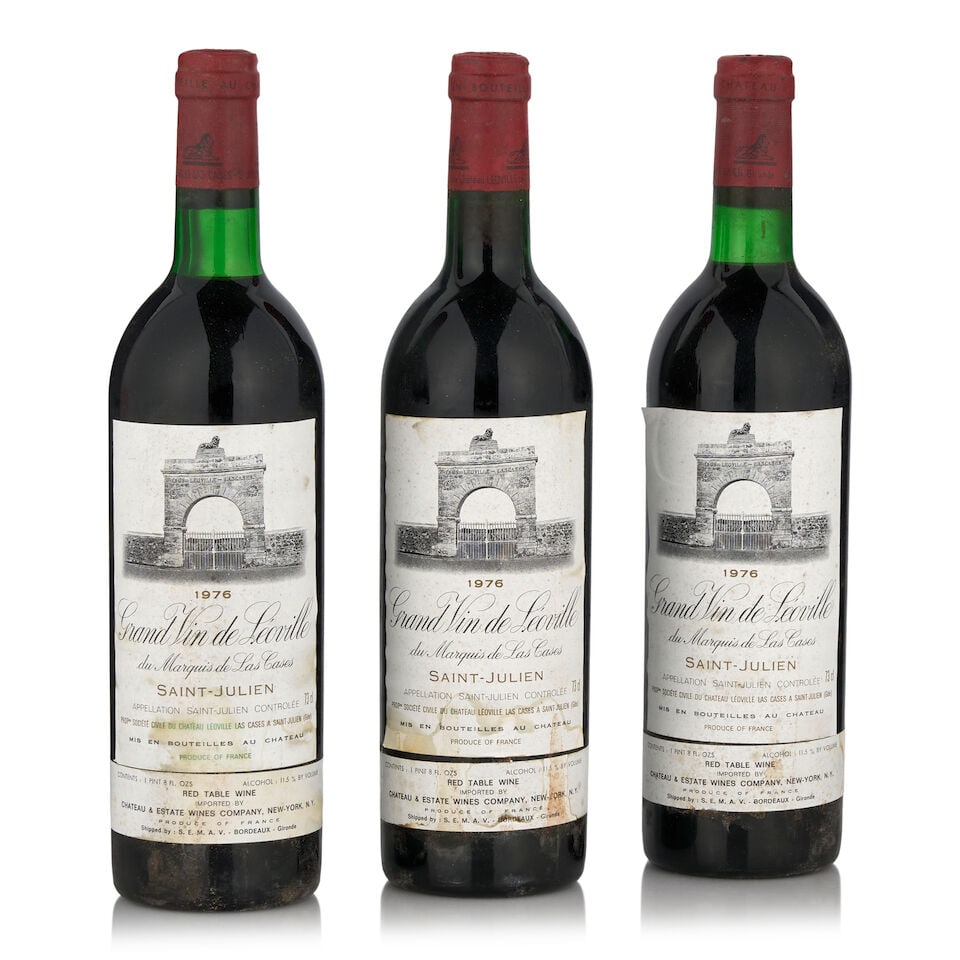 Château Léoville-Las Cases, 1976 (3 bottles, 750ml): Château Léoville-Las Cases, 1976 (3 bottles, 750ml) Region: Saint-Julien Fill Level: bottom neck Capsule: bin soiled Label: bin soiled, two stained Footnotes: Bordeaux, Left Bank This lot is