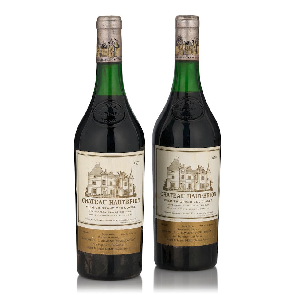 Château Haut-Brion, 1970 (2 bottles, 750ml): Château Haut-Brion, 1970 (2 bottles, 750ml) Region: Pessac-Léognan Fill Level: 3cm Capsule: bin soiled, lightly oxidized Label: bin soiled Footnotes: Bordeaux, Left Bank This lot is subject 