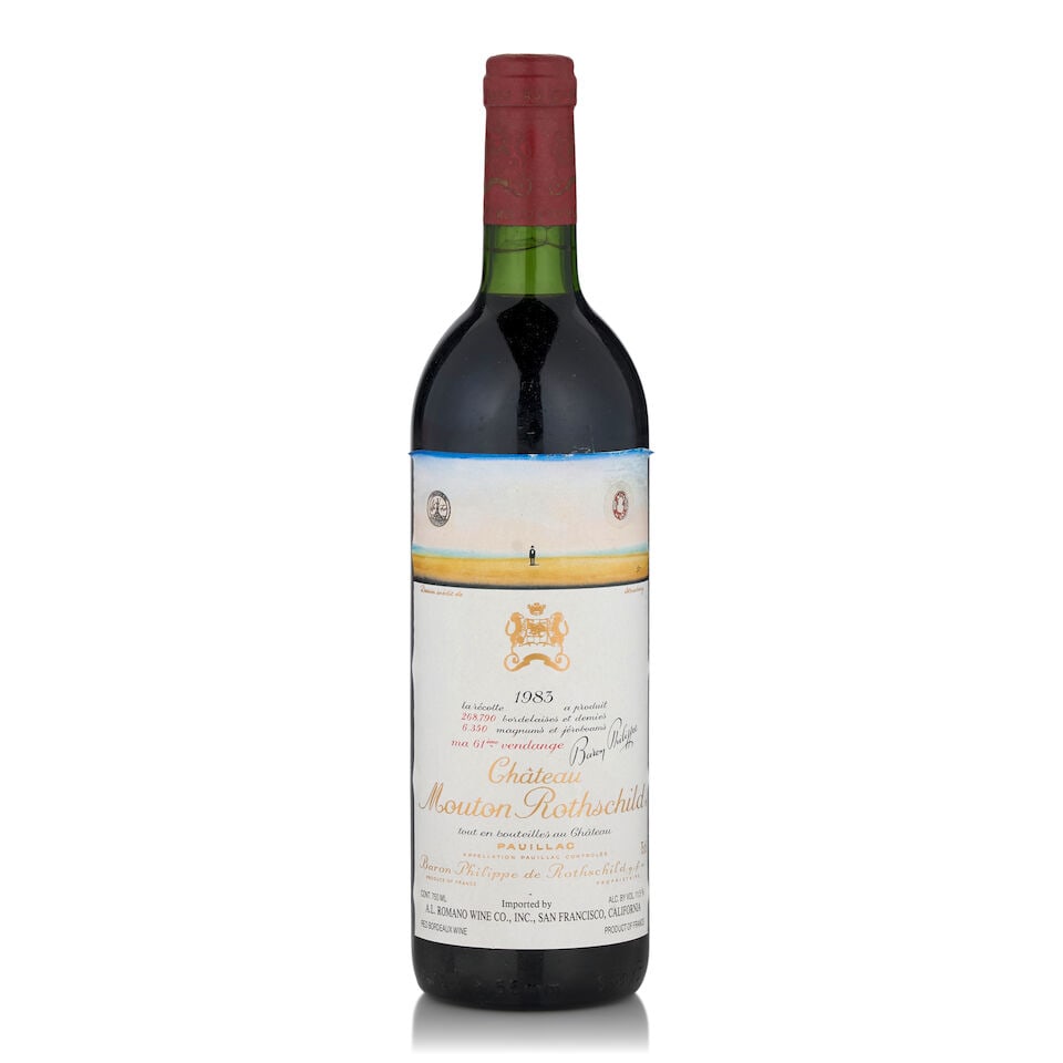 Château Mouton Rothschild, 1983 (1 bottle, 750ml): Château Mouton Rothschild, 1983 (1 bottle, 750ml) Region: Pauillac Fill Level: very top shoulder Label: lightly bin soiled Footnotes: Bordeaux, Left Bank This lot is subject to the following lot 