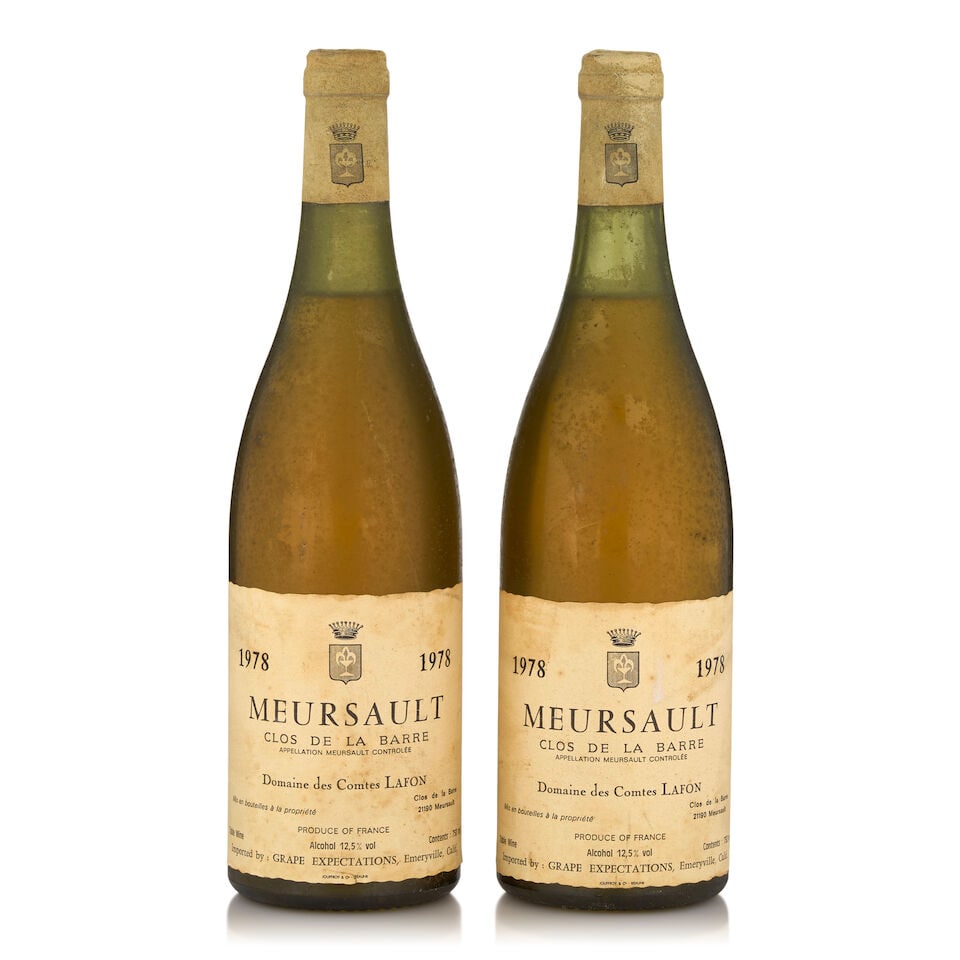 Domaine des Comtes Lafon, Meursault Clos de Barre, 1978 (2 bottles, 750ml): Domaine des Comtes Lafon, Meursault Clos de Barre, 1978 (2 bottles, 750ml) Region: Côte de Beaune Fill Level: 2.5cm Capsule: bin soiled, one lightly nicked Label: bin soiled, one nicked at