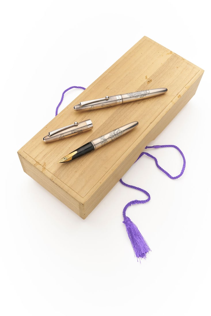 Namiki | Pair of 'Double Dragon' sterling silver writing instruments (2) (1 of 1)