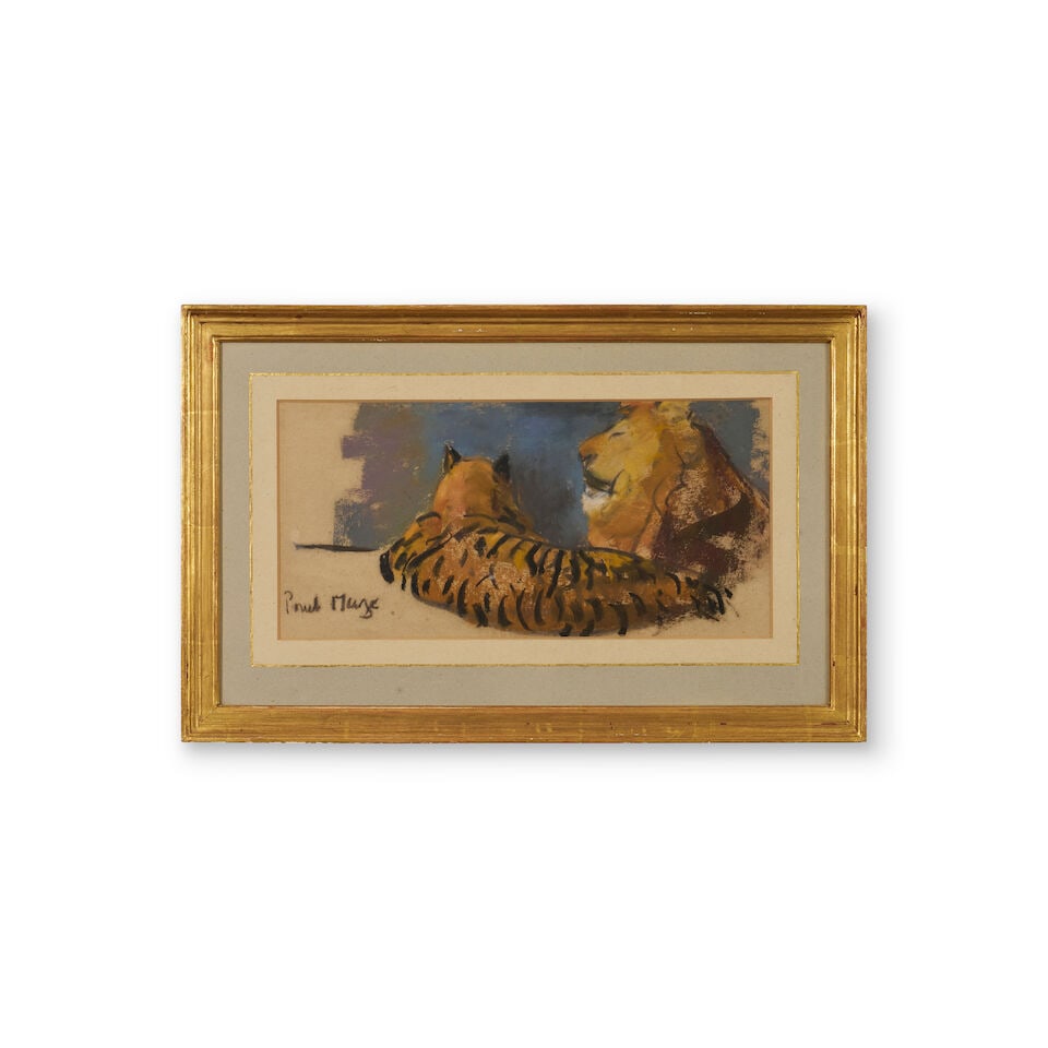 Paul Lucien Maze (French, 1887-1979) Recumbent Lion and Tiger (1 of 1)