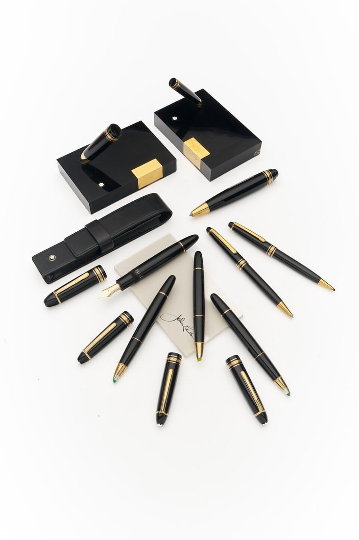 Montblanc | suite of Meisterstuck writing instruments and pen stands (9) (1 of 1)