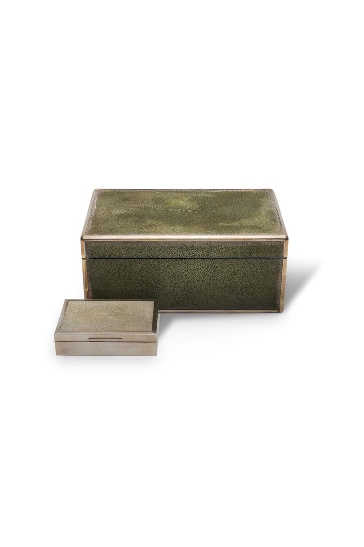 Two shagreen and sterling silver boxes (2) (1 of 2)