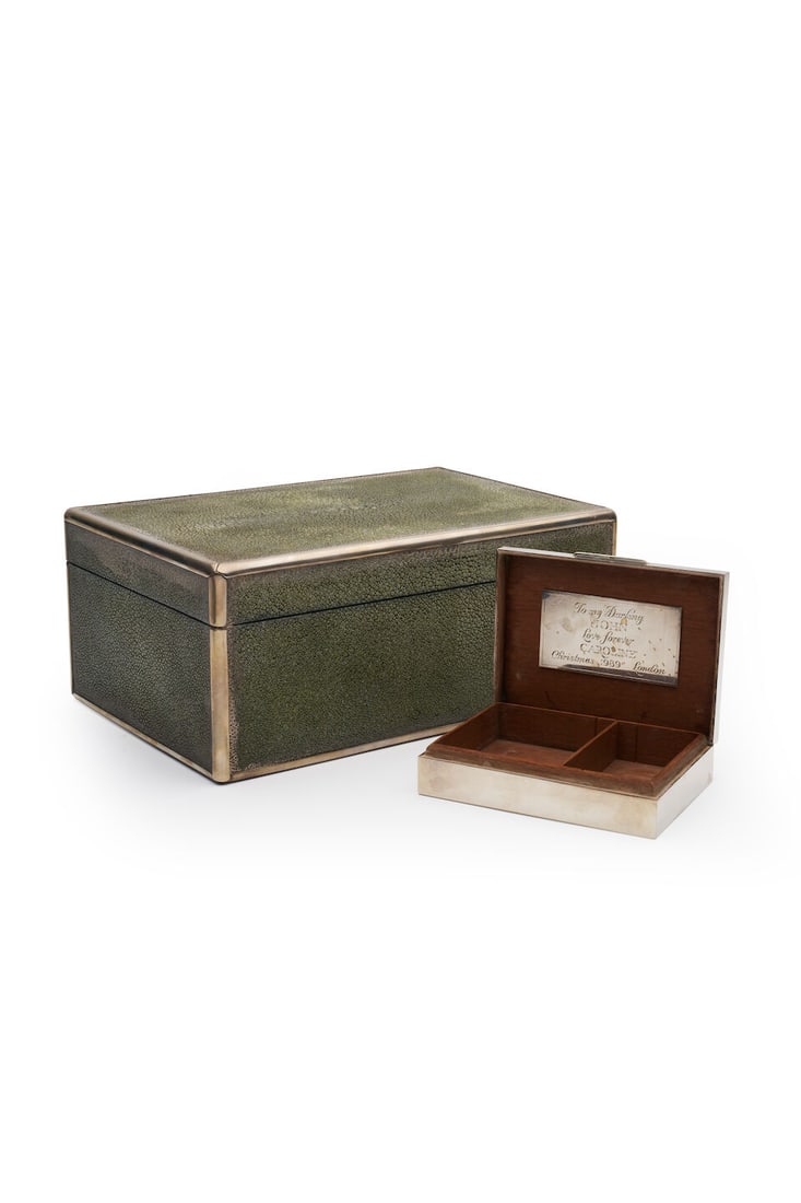 Two shagreen and sterling silver boxes (2) - 2