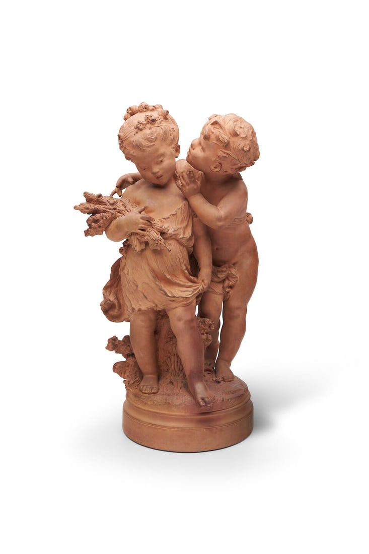 Two Children, After Auguste Moreau, 19th century height: 48.0cm (18 7/8in.): Two Children, After Auguste Moreau, 19th century signed to base: Auguste Moreau terracotta height: 48.0cm (18 7/8in.) For further information on this lot please visit Bonhams.com For further