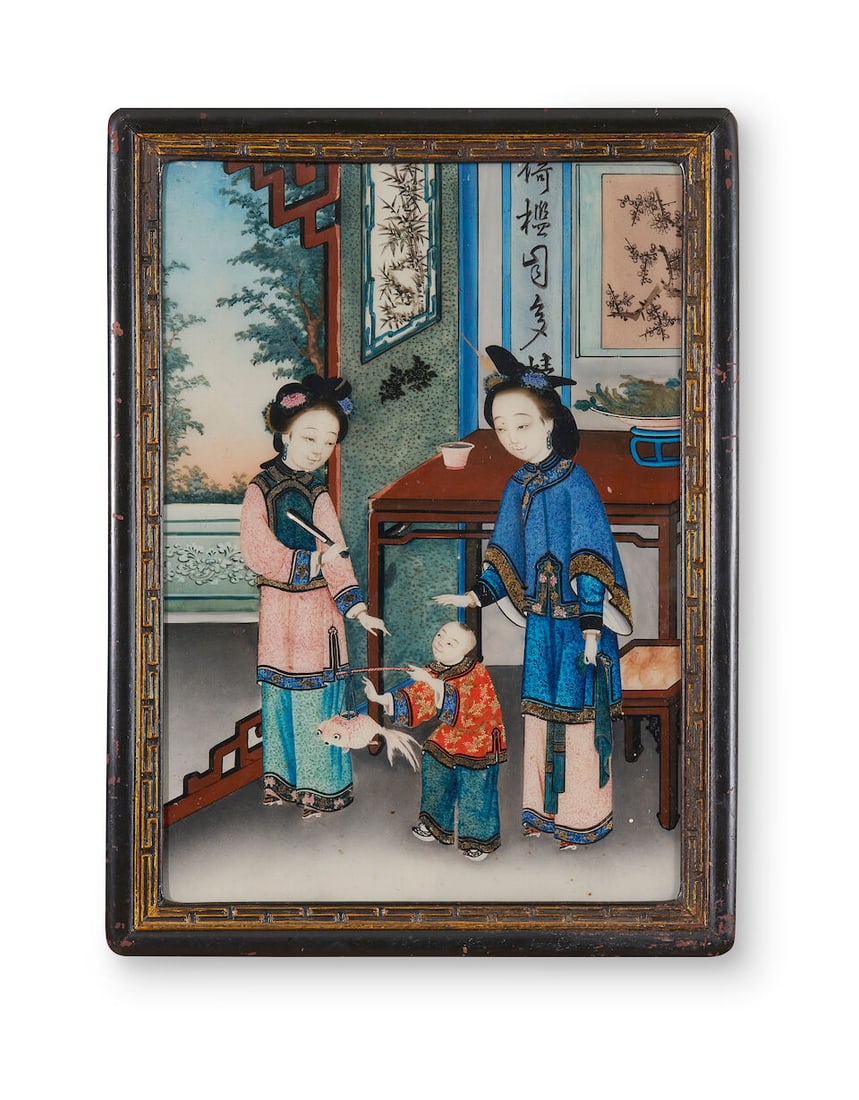A Chinese export reverse glass painting, 19th century (1 of 1)