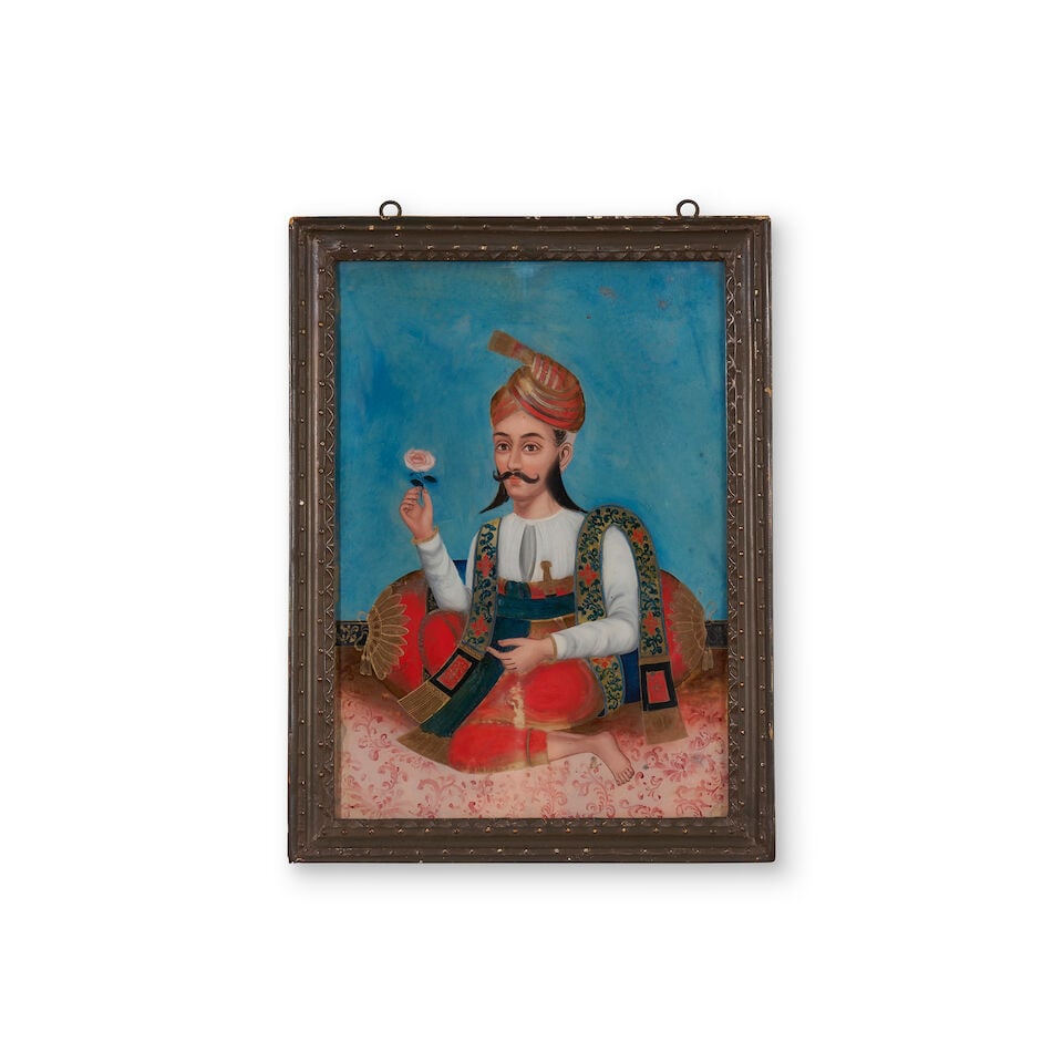 A pair of reverse glass paintings of a nobleman, India, late 18th/early 19th century - 2