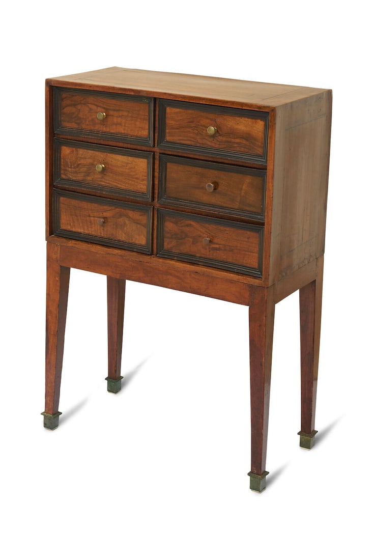 A small walnut cabinet with ebonised moulding, likely 19th century (1 of 2)