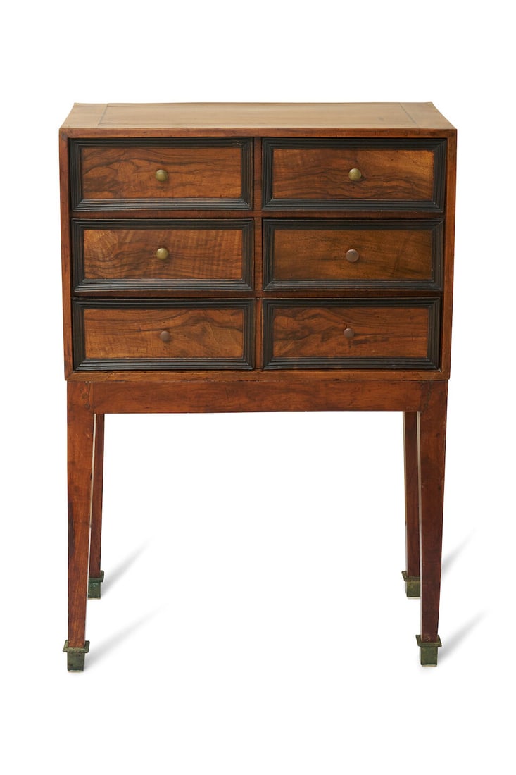 A small walnut cabinet with ebonised moulding, likely 19th century - 2