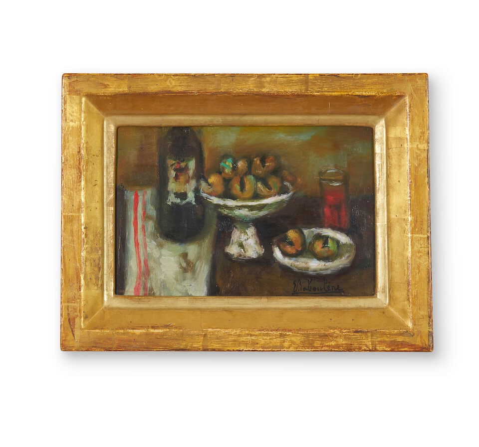 Eugène Baboulène (French, 1905-1994) Peaches: Eugène Baboulène (French, 1905-1994) Peaches signed lower right: EBaboulène oil on panel 15.0 x 23.0cm (5 7/8 x 9 1/16in). Footnotes: Provenance Collection of Robert Haines, Sydney The 