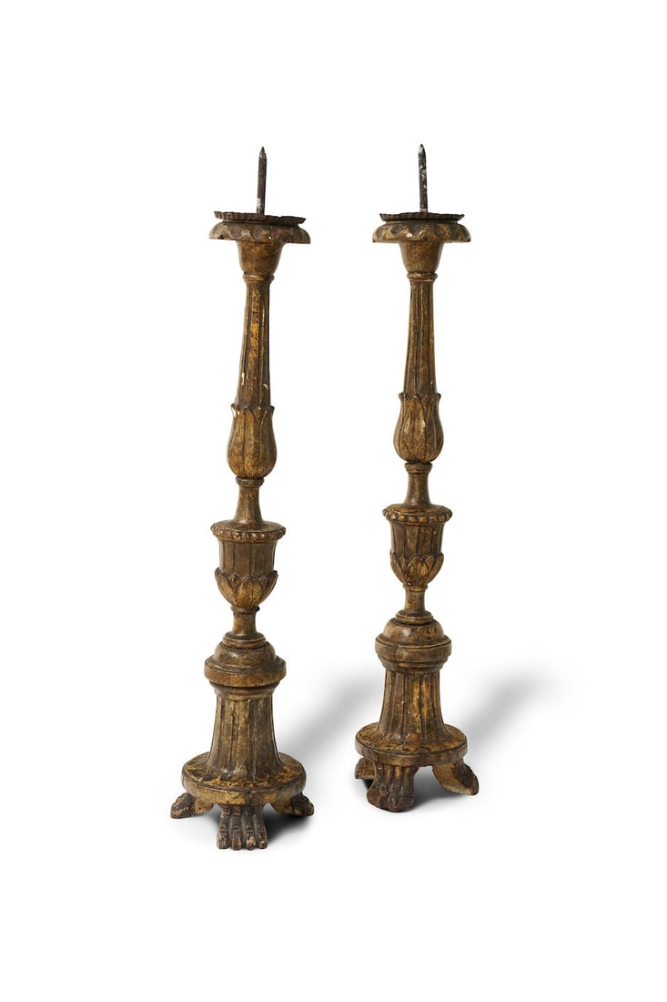 A pair of Italian Baroque-style candlesticks (prickets) late 18th/early 19th century, (1 of 1)