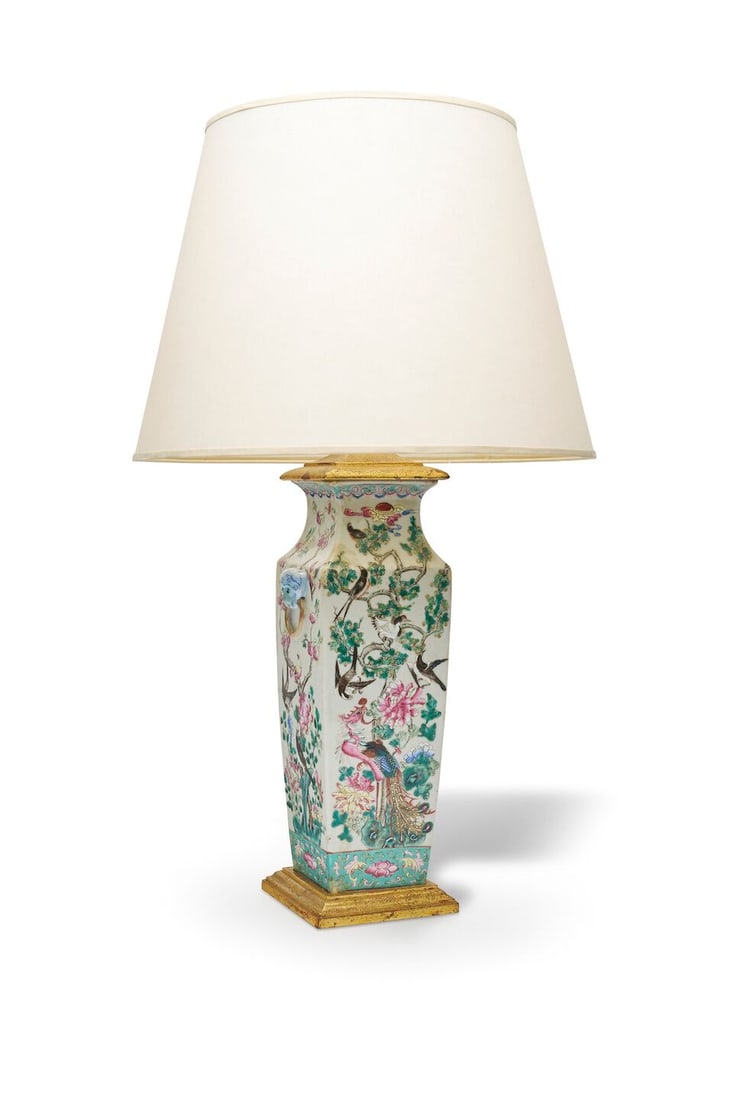 A famille rose 'phoenix and magpie' square vase China, late 19th century (1 of 1)