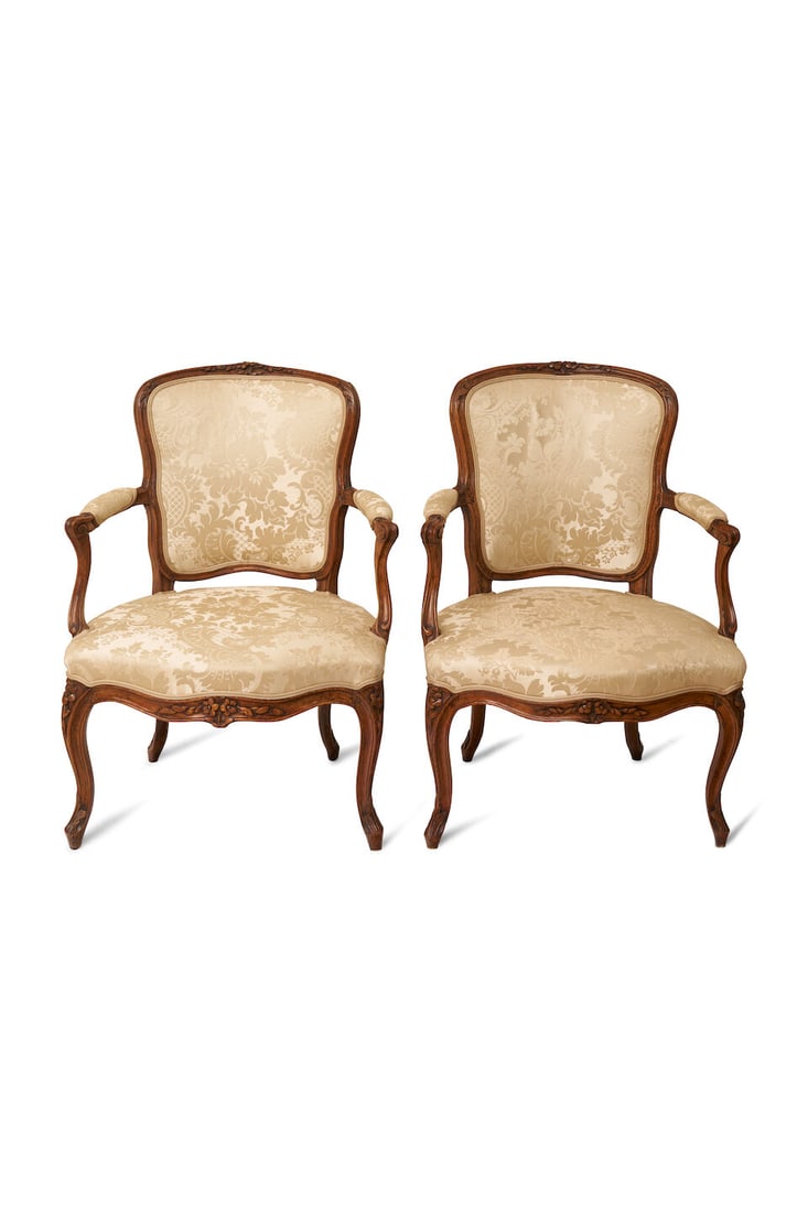 A pair of Louis XV beech fauteuils, French, 18th century, (1 of 2)