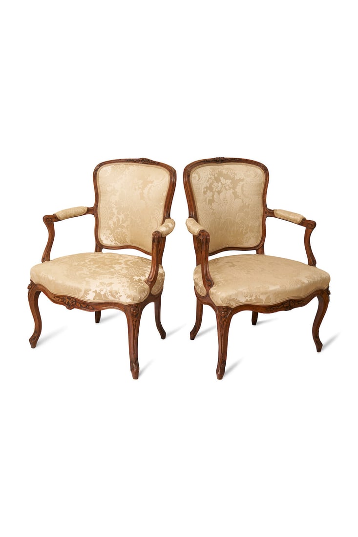 A pair of Louis XV beech fauteuils, French, 18th century, - 2