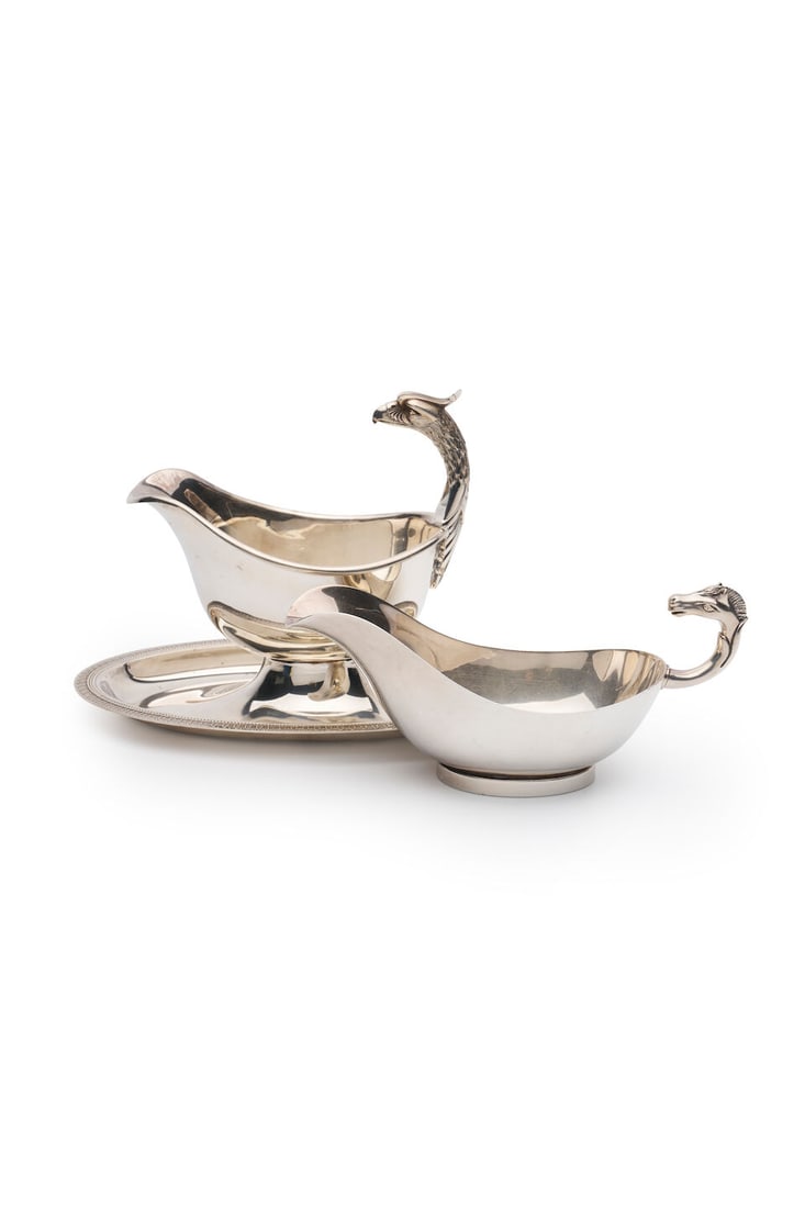 Hermès Cheval sauceboat and Christofle sauceboat marked HERMÈS PARIS, and CHRISTOFLE F... (1 of 1)
