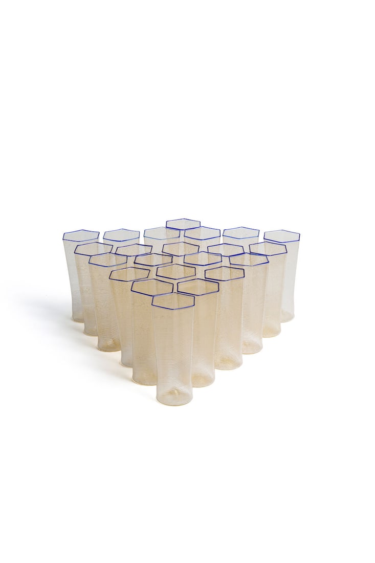 Carlo Scarpa for Venini, set of 22 highball tumblers blown Murano glass, (1 of 1)
