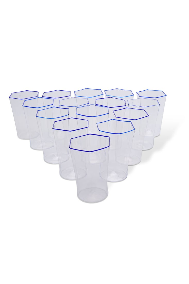 Carlo Scarpa for Venini, set of 14 tumblers, blown Murano glass, (1 of 1)