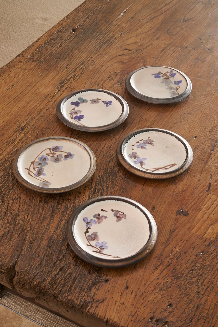 Milton Moon | A set of five 'Blue Iris' studio ceramic plates Australian, circa 1980 (1 of 1)