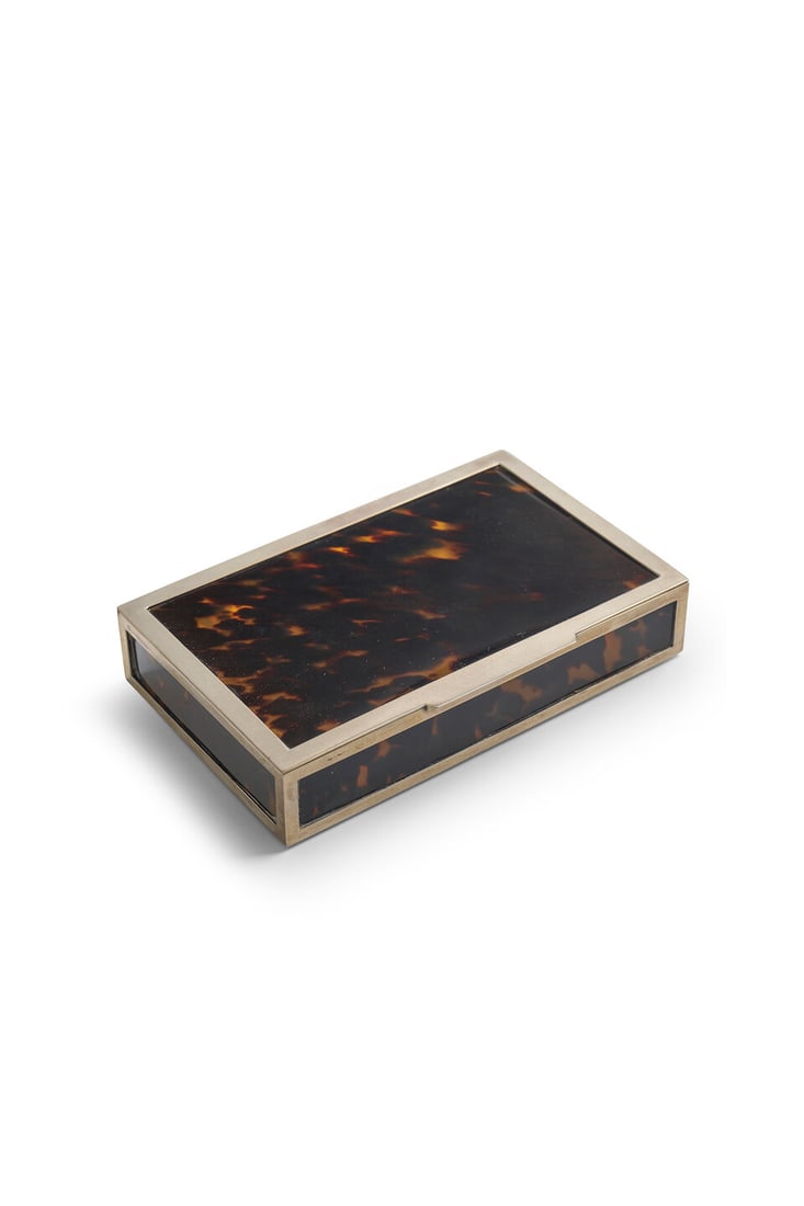 Nardi | tortoiseshell and sterling silver box, Gioielleria Nardi, Venice Italy, 20th century: Nardi | tortoiseshell and sterling silver box, Gioielleria Nardi, Venice Italy, 20th century the sterling silver framework inset with tortoiseshell lid and sides, engraved on base 'Per il mio Principe