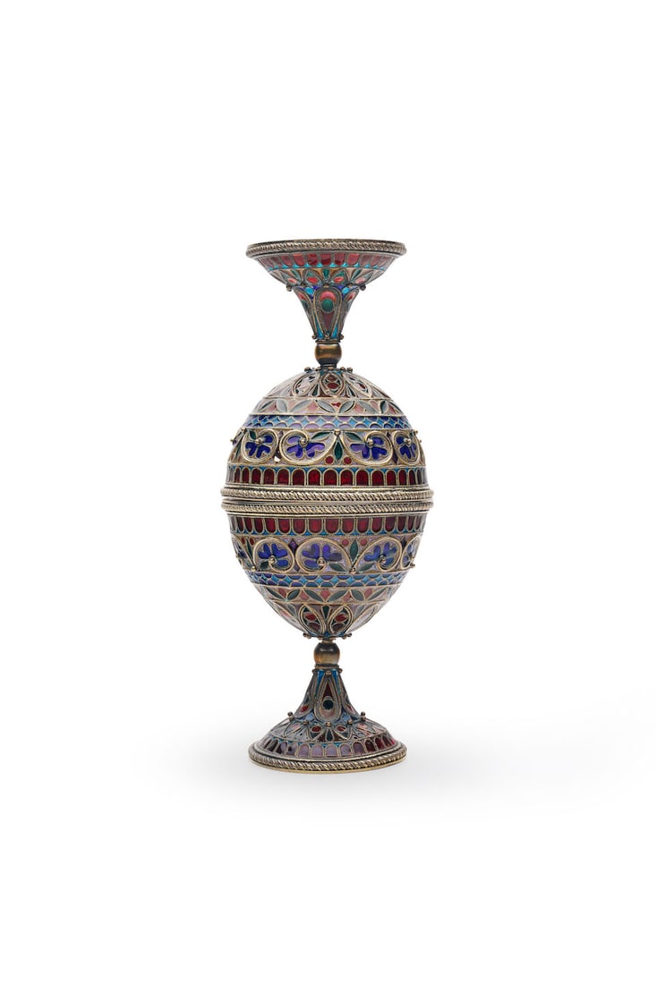 A pair of silver-gilt and enamel travelling egg cups Russian, late 19th/early 20th century, ma... - 3
