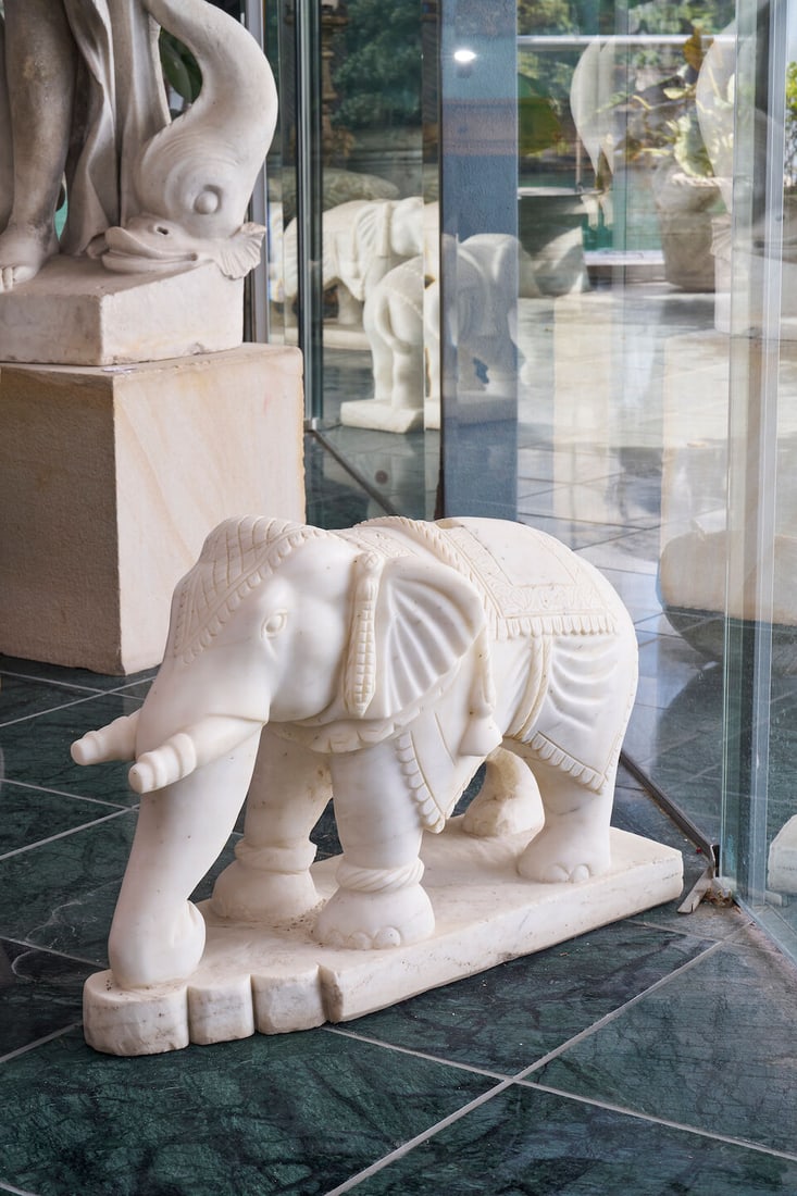 A pair of elephant sculptures, India, - 2