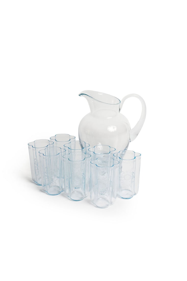 A set of eight Russian high-ball glasses and a water jug 20th century (1 of 1)