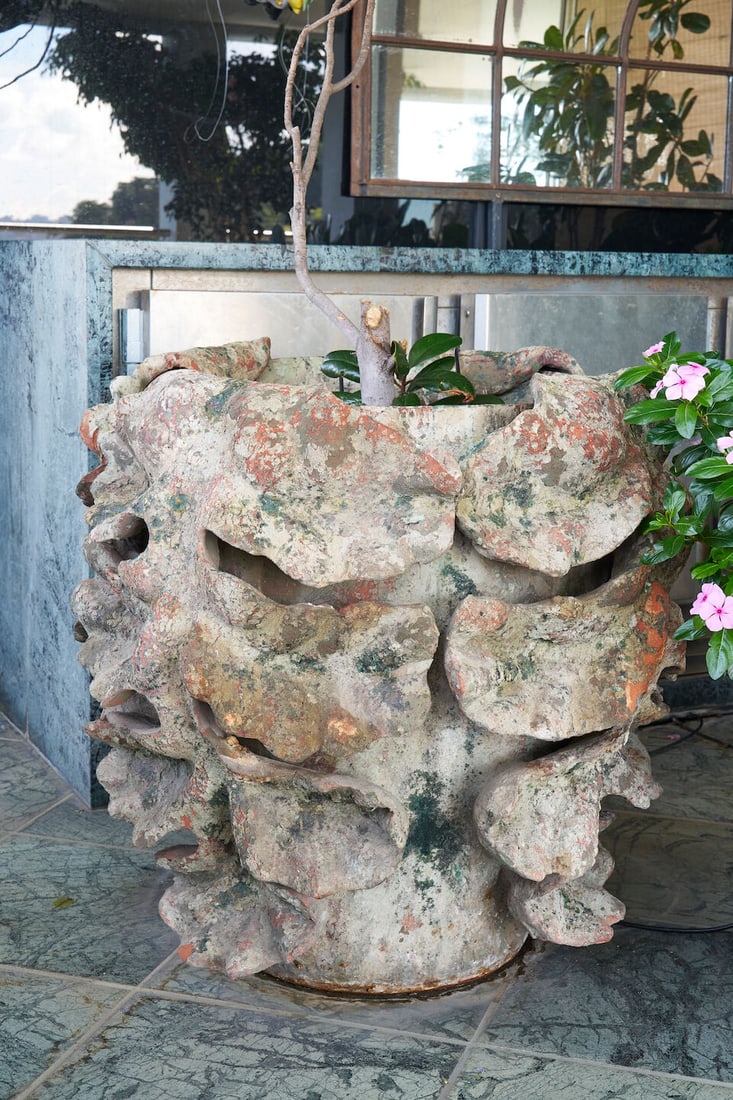 A pair of large terracotta 'Acanthus' planters, French, (2) - 2